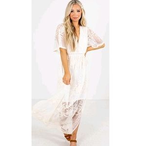 Bella Ella Boutique Cream Maxi Dress